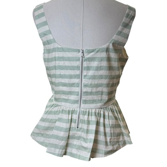 Avec Les Filles Striped Peplum Tank Top White & Sage Green – Size M – NWT - Picture 3 of 9